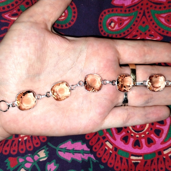 Peach Topaz Gemstone Bracelet - Picture 2 of 2